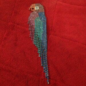 Vintage Dorothy Lee Bauer Multicolored Rhinestone Parrot Bird Brooch